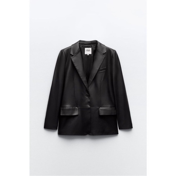 Zara faux leather menswear style blazer BLOGGERS FAVORITE!! - Picture 6 of 10